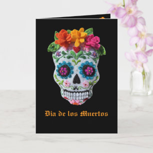 Tarjeta Día de los Muertos Bordado de Cráneo
