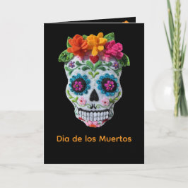 Tarjeta Día de los Muertos Bordado de Cráneo