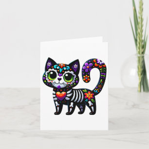 Tarjeta Dia De Los Muertos Cinco De Mayo Cat Sugar Skull M