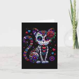 Tarjeta Dia De Los Muertos Cinco De Mayo Cat Sugar Skull M