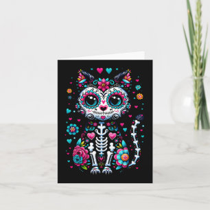 Tarjeta Día De Los Muertos Cinco De Mayo Gato Azúcar Calav