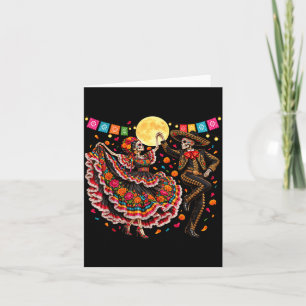 Tarjeta Día de los muertos cráneo bailando día de los muer