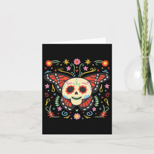 Tarjeta Día de los Muertos Cráneo de Azúcar Mariposa Monar