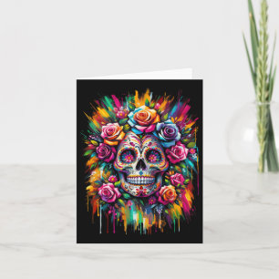 Tarjeta Día De Los Muertos De La Hallowe De Cráneo De Azúc