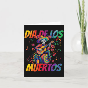 Tarjeta Día De Los Muertos Esqueleto Toca Guitarra Día De