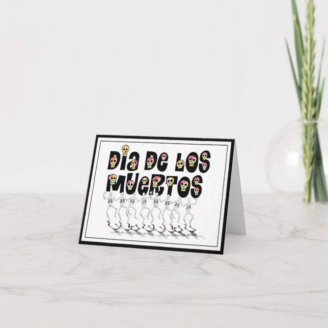 Tarjeta Dia De Los Muertos - Esqueletos bailando (Anverso)
