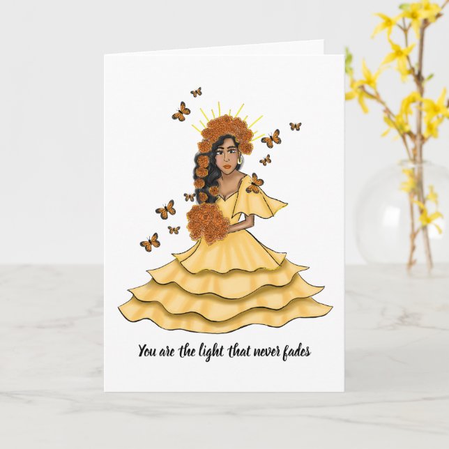 Tarjeta Día De Los Muertos Inspired - Encouragement Card (flor amarilla)