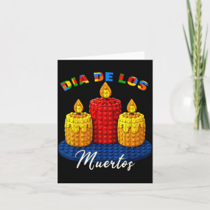 Tarjeta Día de los muertos ladrillo constructor vela mexic