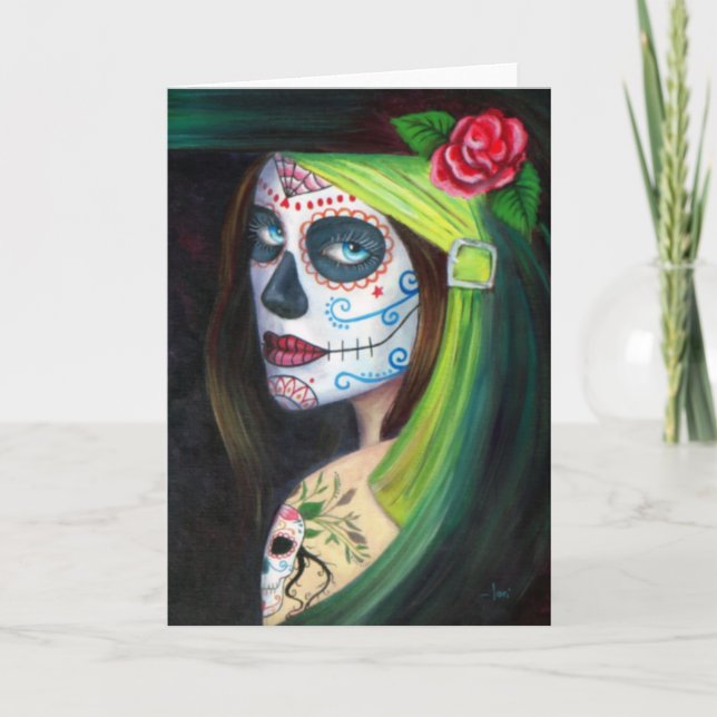 Tarjeta Día de los muertos por Lorri Karels (Anverso)