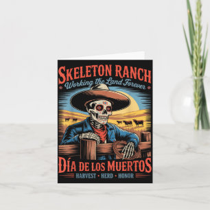 Tarjeta Día De Los Muertos Vaquero Retro Agricultor
