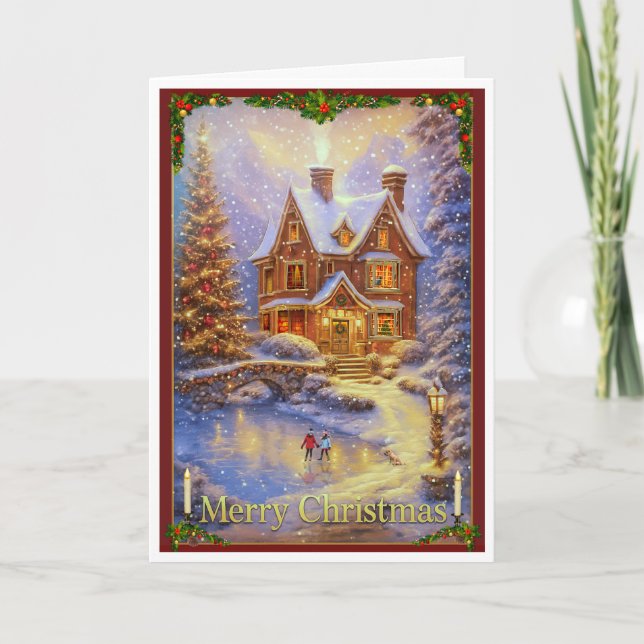 Tarjeta Día de los navidades en el estanque (Anverso)