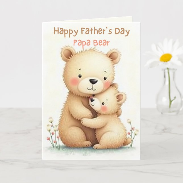 Tarjeta Día de los Padres con Osos Pastel suave Animal (Planta pequeña)