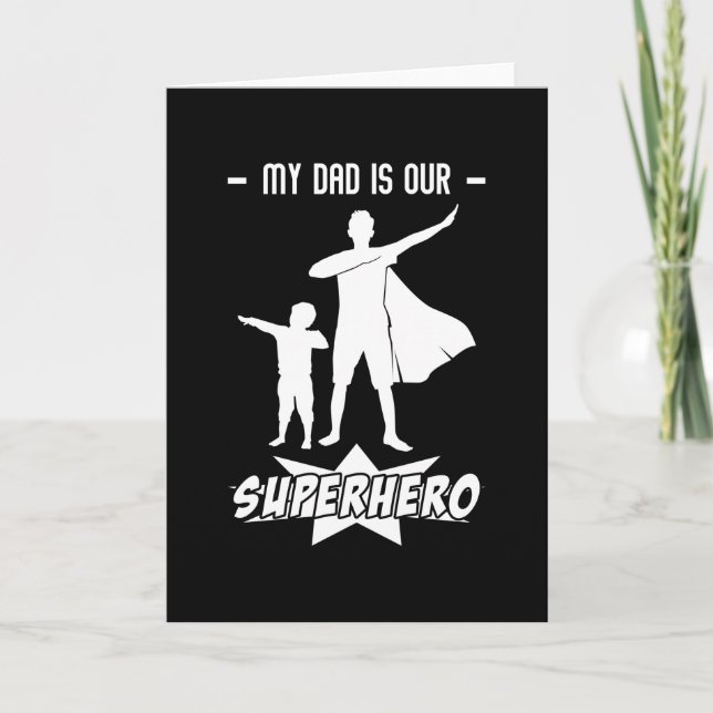 Tarjeta Día de los Padres de los superhéroes de papá (Anverso)