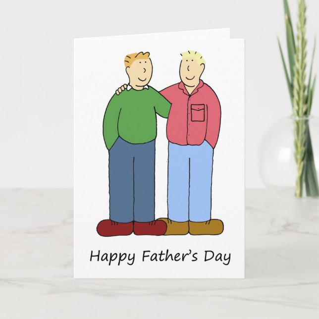 Tarjeta Día de los padres homosexuales Dos hijas Pareja ma (Anverso)
