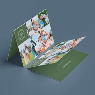 Tarjeta Día de los Padres Monograma Multifoto Golf persona