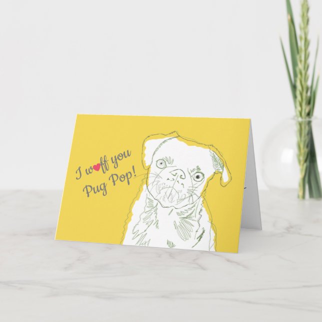 Tarjeta Día de los Padres Pop de Perro Gris Amarillo (Anverso)