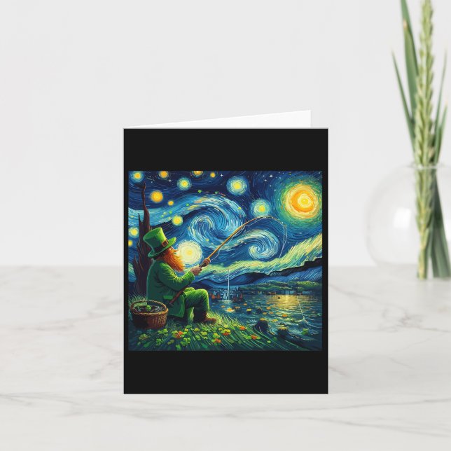 Tarjeta Día de los Patrocinadores Pescando Leprechaun Star (Anverso)