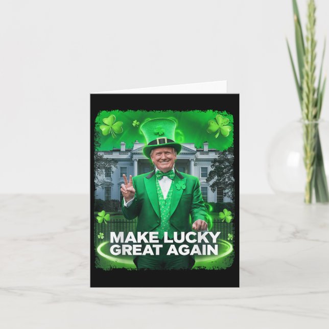 Tarjeta Día de los Patrocinadores Trump Gorra Leprechaun (Anverso)