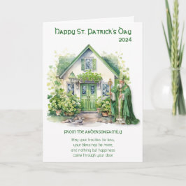 Tarjeta Día de los Patrones Shamrock Bendición y oración