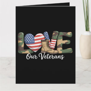 Tarjeta Día de los Veteranos Amamos Orgullosa Bandera Mili