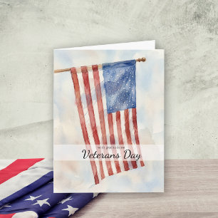 Tarjeta Día de los Veteranos Bandera Americana Acuarela