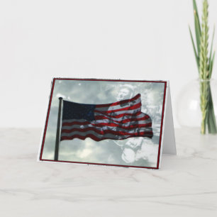 Tarjeta Día de los Veteranos, Bandera Estadounidense y Vet