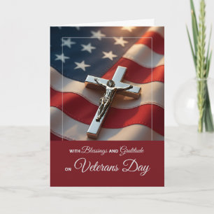 Tarjeta Día de los Veteranos Bendiciones Católicas Crucifi