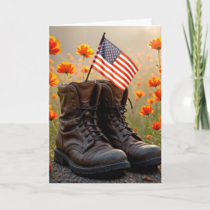Tarjeta Día de los Veteranos Botas de Combate Militares y