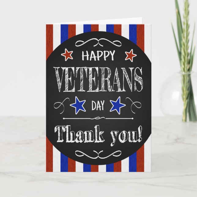 Tarjeta Día de los Veteranos de Comedor Retro con Estrella (Anverso)