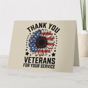 Tarjeta Día de los Veteranos Militares del Girasol Gracias