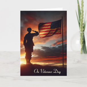 Tarjeta Día de los Veteranos Saludando al Soldado American