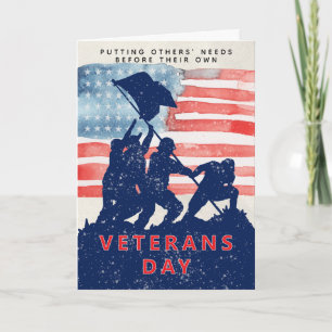 Tarjeta Día de los Veteranos Tema Patriótico Iwo Jima