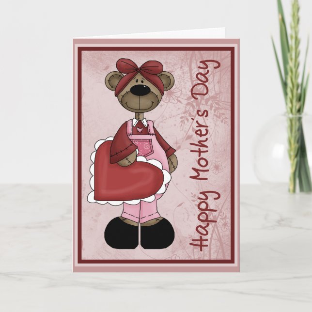 Tarjeta Día de Mother´s del oso del corazón (Anverso)