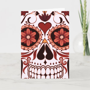Tarjeta Día de Muertos Arte de Cráneo de Azúcar Floral