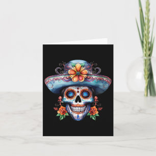 Tarjeta Día de Muertos Calavera de Azúcar Floral Día de lo