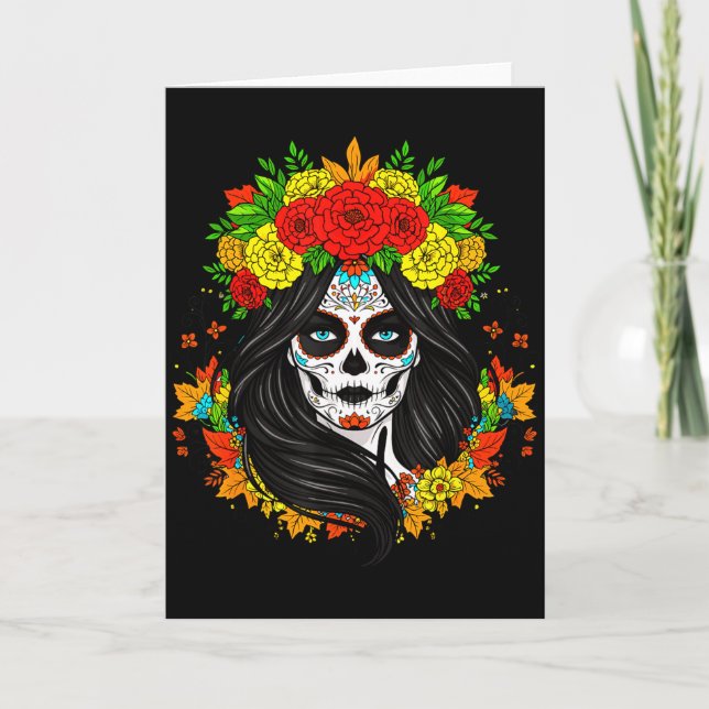Tarjeta Día De Muertos La Catrina Day Of The Dead Women Su (Anverso)