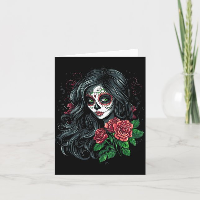 Tarjeta Día de Muertos Mexicano Floral (Anverso)
