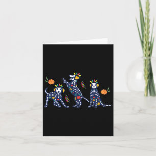 Tarjeta Día de Muertos Perros Esqueleto Coloridos Hal Mexi