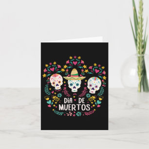 Tarjeta Dia De Muertos Skeleton Head Sugar Bone Halloween