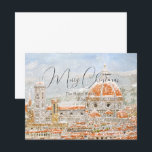 Tarjeta Día de nieve Catedral de Florencia Italiana tarjet<br><div class="desc">invierno romántico, viajes, nevadas, copo de nieve, nieve, paisaje invernal, florencia itálica pintura acuarela, pintura del duomo, cúpula de baldosas de terracota, catedral de florencia, catedrale di santa maria del fiore, firenze, pintura de iglesia, idea de regalo de italia, naranja, acuarela, acuarela, estética, romántica, italia, florencia, europa, provincia , vintage,...</div>