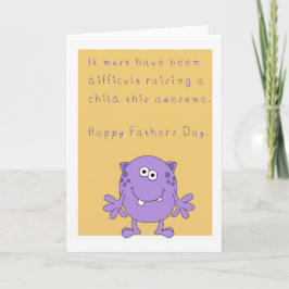 Tarjeta Día de padres divertido feliz con el monstruo