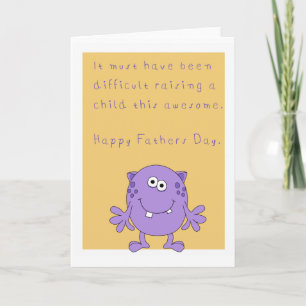 Tarjeta Día de padres divertido feliz con el monstruo