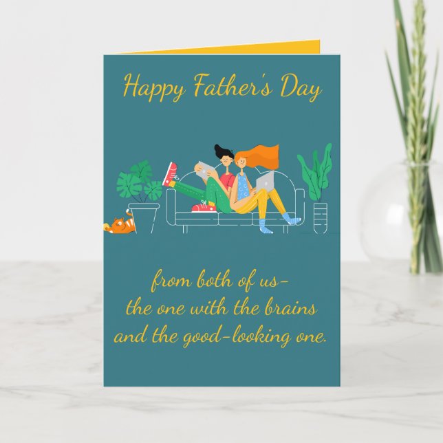 Tarjeta Día de Padres divertidos de pareja (Anverso)