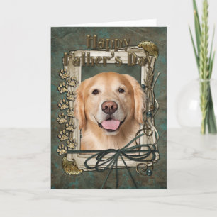 Tarjeta Día de padres - golden retriever de piedra de las