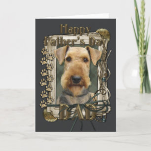 Tarjeta Día de padres - patas de piedra - Airedale