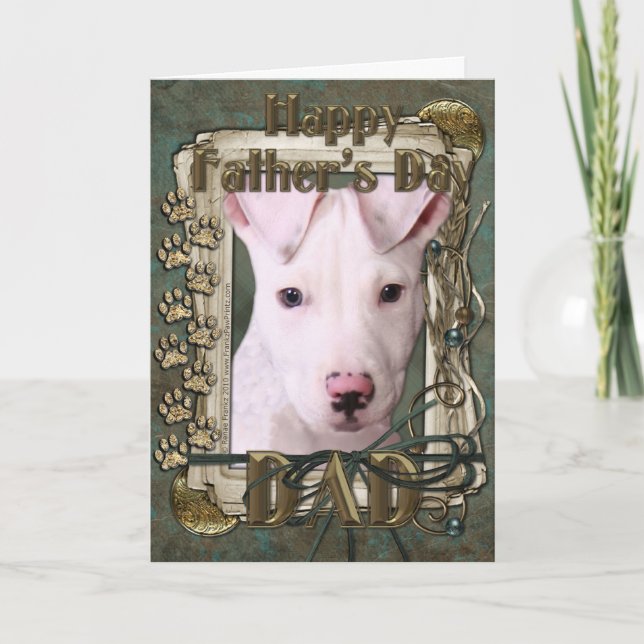 Tarjeta Día de padres - patas de piedra - perrito de (Anverso)
