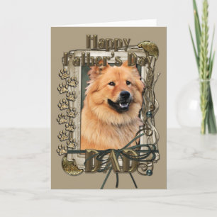 Tarjeta Día de padres - patas de piedra - perro chino de