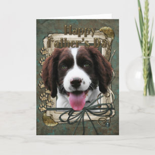 Tarjeta Día de padres - patas de piedra - perro de aguas