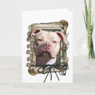 Tarjeta Día de padres - patas de piedra - Pitbull - chica