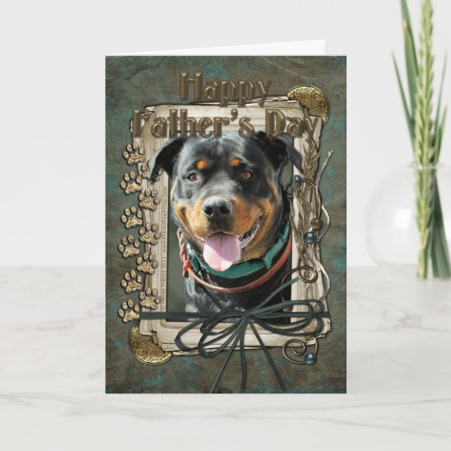 Tarjeta Día de padres - patas de piedra - Rottweiler - (Anverso)